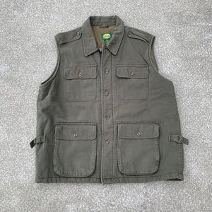Vintage Green Corduroys Fleece Lined Utility Vest